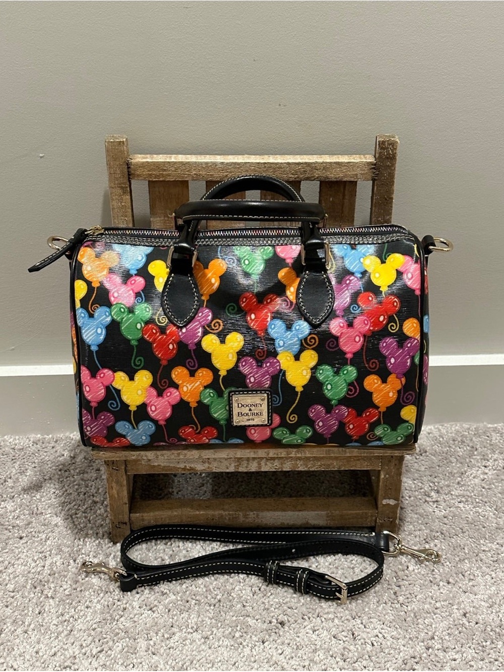 RARE Disney Mickey Mouse Balloons Dooney And Bourke Barrel Shoulder Satchel Bag